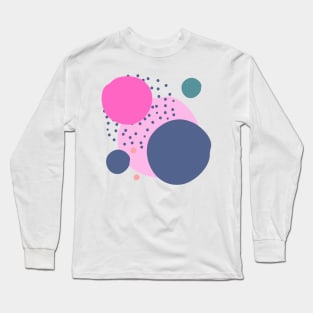 Art circles and dots pattern - pink and dark blue Long Sleeve T-Shirt